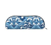 RoMuka Stormy Sea Half Round Leather Storage Bag Stationery Makeup Wallet Money One Size Storage Bag Silver One Size Storage Bag, silver, One Size, Storage bag