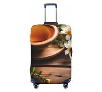 RoMuka Travel Mountain Landscape Elastic Luggage Compartment Protective Cover Luggage Protector Suitable for 45-81cm Luggage, Teal Flower On Wooden Plank, Large
