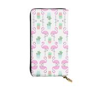 RoMuka Tropical Flamingo Cute Cactus Leather Long Handheld Wallet Card Bag For Credit Card Cash Coin Storage, Black, One Size