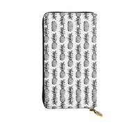 RoMuka Tropical Theme Pineapple Fruit Pattern Leather Long Handheld Wallet Card Bag For Credit Card Cash Coin Storage, Black, 10691, Black, One Size, Black, One Size
