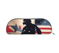 RoMuka Us Military Soldiers Patriotic Memorial Day Leather Half Round Storage Bag Stationery Bag Makeup Bag Wallet Storage Bag, Silver, One Size, Storage Bag, Silver, One Size, Storage Bag