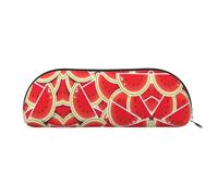 RoMuka Watermelon Slice Leather Half Round Storage Bag Stationery Bag Makeup Bag Wallet Storage Bag, Silver, One Size, Storage Bag, Silver, One Size, Storage Bag