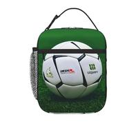 RoMuka White Soccer Ball Portable Handheld Insulated Lunch Bag (Multi Sided Design) Reusable Bento Bag Picnic Bag