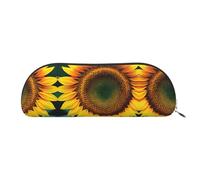 RoMuka You Are My Sunshine Sunflower Leather Half Round Storage Bag Stationery Bag Makeup Bag Wallet Storage Bag, Silver, One Size, Storage Bag, Silver, One Size, Storage Bag