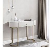 Romy Ivory Two-Tone Fabric Bouclé & Corduroy Dressing Table CARME HOME Ivory One Size