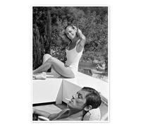 Romy Schneider and Alain Delon, The swimming pool, 1968 Poster 14 x 21 cm Black and white Wall art Wall decor