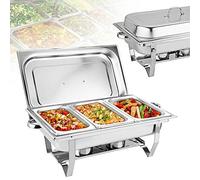 ROMYIX 3 * 3L Chafing Dish Set, Full Size Stainless Steel Chafing Dish Set Buffet Silver Catering Warmer Set,for Buffet Catering Kitchen Party
