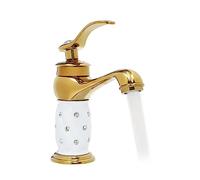 ROMYIX Bathroom Sink Faucet with Diamond,Hot&Cold Water Tap Brass Basin Mixer Tap for Bathroom Kitchen House