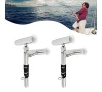 ROMYIX Fishing Rod Holder, 2pcs Stainless Steel Fishing Pole Holders Pole Rack Adjustable Outrigger, Adjustable Angle Double-Head Rod Holders for Marine Yacht
