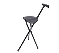 ROMYIX Folding Cane Seat, Height Adjustable Aluminium Cane Seat,113KG Capacity,Lightweight Cane Stool Crutch Chair Seat Three-Legged Cane Seats Walking Stick for Elderly