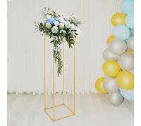 ROMYIX Gold Flower Stand for Wedding,180cm High Wedding Floor Vase Geometric Metel Column Flower Display Stand for Birthday Party Living Room Decor