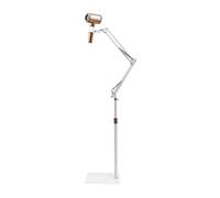 ROMYIX Hair Dryer Stand, 360 Degree Rotating Blow Dryer Holder, Adjustable Height Hair Dryer Rack with Heavy Base for Home Salon (White)