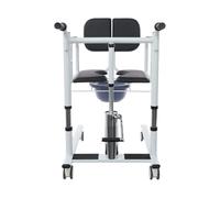 ROMYIX Hydraulic Patient Lift Transfer, Patient Elderly Lift Wheelchair Body Lift Bedside Commode with 180° Split Seat,4 Lockable Wheels,Adjustable Lifting Height 41-65cm,Load Capacity 200KG