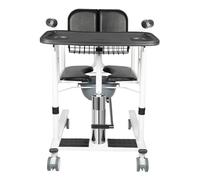 ROMYIX Hydraulic Patient Lift Transfer, Patient Elderly Lift Wheelchair Body Lift Bedside Commode with 180° Split Seat,4 Lockable Wheels,Adjustable Lifting Height 41-65cm, Load Capacity 150kg (Black)