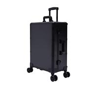 ROMYIX Makeup case with 4 castors,22inch Rolling Makeup Train Case with Lighted Mirror,Make-up Table,Professional Make-up Station,Protable Aluminum Trolley Salon Staion (Black)