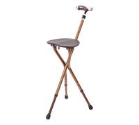 ROMYIX Walking Stick with Seat & LED Light, Adjustable Height (46-55cm Seat), Heavy Duty 150kg Capacity, Foldable Walking Stick Shooting Stick for Men Women
