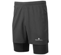 Ronhill Running, Men's Core Twin 2in1 Short, All Black with Reflect, Size XL