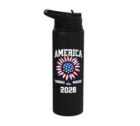 Ron Paul Thomas Massie Election 2028 President American Flag Stainless Steel Insulated Water Bottle