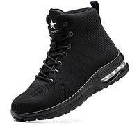 Rona Shoes Safety Boots Work Boots Steel Toe Cap Boots Safety Shoes Lightweight Comfortable Slip On Men's Women's Ladies Phantom Black UK11 / EU46