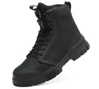 Rona Shoes Safety Boots Work Boots Steel Toe Cap Boots Safety Shoes Steel Toe Shoes Safety Trainers Work Shoes Lightweight Comfortable Non Slip Men's Women's Ladies Armor Black UK7.5 / EU41