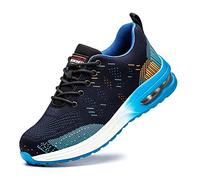 Rona Shoes Safety Shoes Safety Trainers Steel Toe Cap Trainers Work Shoes Lightweight Comfortable Slip On for Men Women Ladies Alpha Blue UK12 / EU47