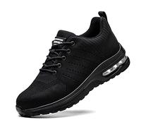 Rona Shoes Safety Shoes Safety Trainers Steel Toe Cap Trainers Work Shoes Lightweight Comfortable Slip On for Men Women Ladies Delta Black UK12 / EU47