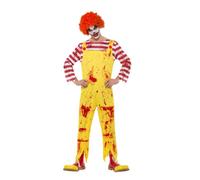 Mens Scary Fast Food Killer Clown Blood Ronald Halloween Fancy Dress Costume
