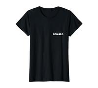Ronald Name Tag Small White Text Personalised Front Matching Value Graphic T-Shirt, Women, Black, M