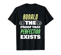 Ronald The Proof that Perfection Exists Funny Ronald Name Value Graphic T-Shirt, Men, Black, S
