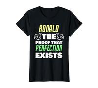 Ronald The Proof that Perfection Exists Funny Ronald Name Value Graphic T-Shirt, Women, Black, L