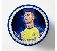 Ronaldo Al Nassr Personalised Edible Cake Topper & Matching Cupcake Toppers Printed on Icing Sheets - Round, Square, Costco, Cupcake Toppers - Happy Birthday (1. Round)
