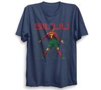 Ronaldo Football Men's T Shirt | SIUUU Celebration Shirt | Crristiano Ronaldo-Inspired Tee | Football Shirt CR#7 Celebration Top | Unisex Men Women (UK, Alpha, L, Regular, Regular, Navy)