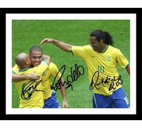 Ronaldo & Roberto Carlos & Ronaldinho - Brazil Autograph Signed & Framed Photo Display