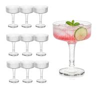 Ronasip 7oz Plastic Champagne Flutes (10 Pack), Clear Acrylic Coupe Glasses for Wedding Essentials Champagne Tower, Reusable Unbreakable Goblet Glasses for Toasting, Bridal Shower, Party