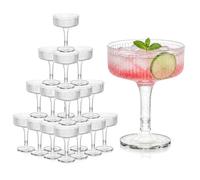 Ronasip 7oz Plastic Champagne Flutes (20 Pack), Clear Acrylic Coupe Glasses for Wedding Essentials Champagne Tower, Reusable Unbreakable Goblet Glasses for Toasting, Bridal Shower, Party
