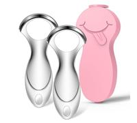 RONAVO Tongue Scraper Tongue Cleaner (2024) Tongue Scraper for Adults Portable Storage Tongue Coating Removal Bad Breath Care Metal Tongue Scraper with Pink Carrying Case