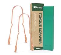 RONAVO Tongue Scraper, U-Shaped Solid Copper Tongue Scrapers, Naturally Hygienic & Eco-Friendly Oral Care Tool for Adults, Tongue Cleaners for Bad Breath, 2 Pack with Travel Case