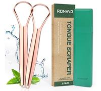 RONAVO Tongue Scrapers for Adults(2 Pack), Tongue Cleaner Stainless Steel, Cure Bad Breath (Medical Grade), 100% BPA Free Metal Tonge Scraper Fresher Breath in Seconds