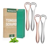 RONAVO Upgraded Tongue Scraper for Adults, Tounge Cleaner Dual Scraping Head with Travel Cases, Stainless Steel Tongue Scraper for Fresh Breath, Oral Care