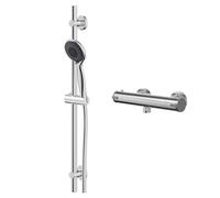 Rondi Polished Thermostatic Bar Valve Mixer Shower with Clyde Shower Slide Rail Kit | Chrome | Brass | 287mm x 700mm x 90mm
