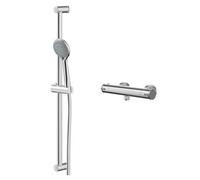 Rondi Polished Thermostatic Bar Valve Mixer Shower with Sark Shower Slide Rail Kit | Chrome | Brass | 267mm x 655mm x 90mm