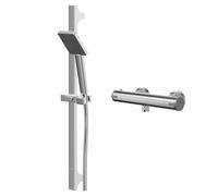 Rondi Polished Thermostatic Bar Valve Mixer Shower with Severn Shower Slide Rail Kit | Chrome | Brass | 287mm x 680mm x 90mm
