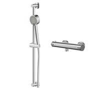 Rondi Polished Thermostatic Bar Valve Mixer Shower with Tyne Shower Slide Rail Kit | Chrome | Brass | 287mm x 700mm x 90mm