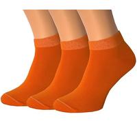 RONDO 3 Pack Unisex Thin Cotton Ankle Socks Dry Fit Low Cut Running Socks, Orange, One Size