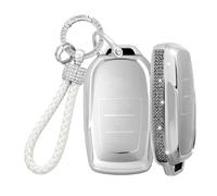 Rondrive 3-Button Key Fob Shell Case Compatible with Toyota 2018-2025 RAV4 Prime Camry SE Corolla Cross Tundra Sienna Grand Highlander Bling Diamond Key Holder for Girl, Silver