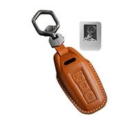 Rondrive 3 Buttons Car Key Cover Case Compatible with Changan CS35 CS55 CS75 Plus Eado UNI-T UNI-K Genuine Leather Key Fob Case Fit for Oushang X5/X7 EV,Light Brown