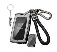 Rondrive Car Key Case Suitable for R-enault R4 R5 E-Tech Alpine A290 Clio 5 Austral for Dacia Duster 2/3 Keyless Key Case Metal Housing Scratch-Resistant Key Protection with Key Fob 4 Buttons, d