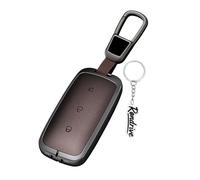 Rondrive Car Key Shell Cover Compatible with Geely EX5 2025 2026 Galaxy EX5 EX5 EM-I Starray EM-i Metal+Leather Key Shell Key Housing with Keychain 3 Button-A Brown