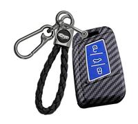 Rondrive Carbon Look ABS Car Key Case Key Cover Fits Seat Ateca FR 2022 2023 2024 Fluorescent Key Protector for VW Passat B8 Arteon Key Cover 3 Buttons C Blue