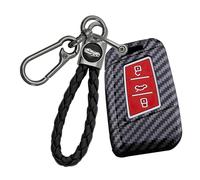 Rondrive Carbon Look ABS Car Key Case Key Cover Fits Seat Ateca FR 2022 2023 2024 Fluorescent Key Protector for VW Passat B8 Arteon Key Cover 3 Buttons C Red